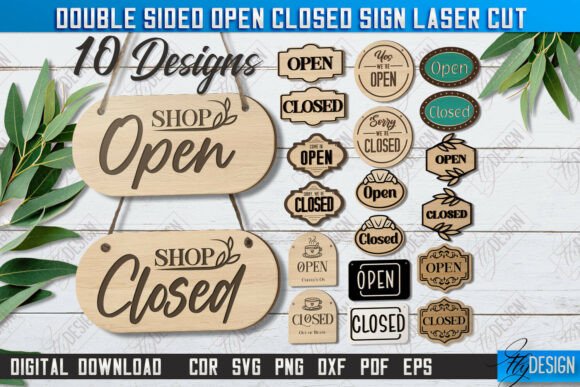 Download Double-Sided Open Closed Sign Bundle|CNC - Pen Collection