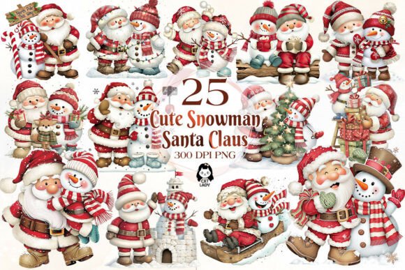 Download Cute Santa &amp; Snowman Christmas Clipart - Santa Collection