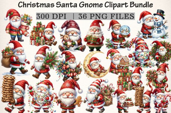 Download Christmas Santa Gnome Clipart Bundle - Santa Collection