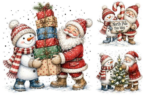 Download Cute Santa Snowman Christmas Clipart - Santa Collection