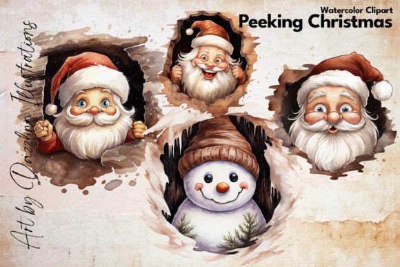 Download Santa and Snowman Peek-a-Boo | Christmas - Santa Collection